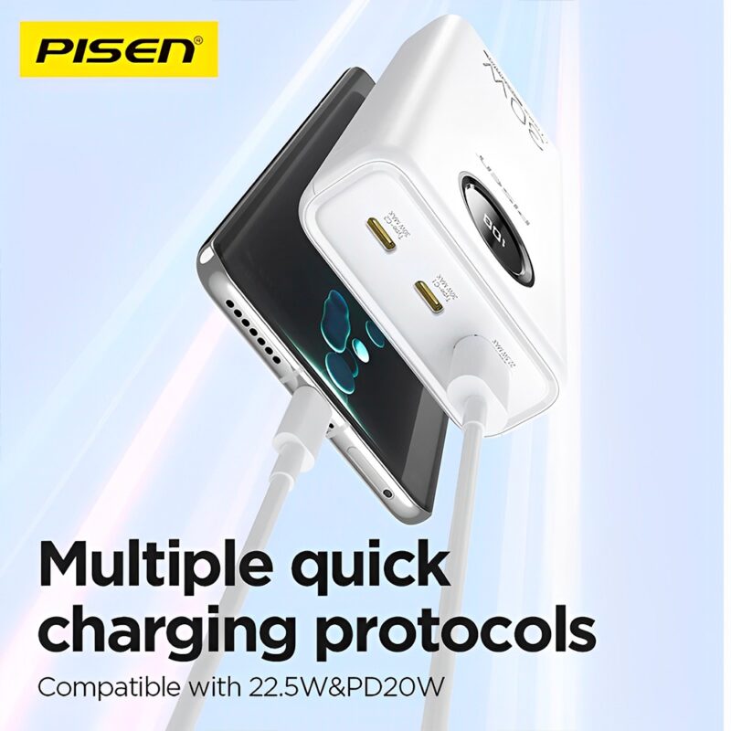 Power Bank 20000Mah Pisen Porta Usb A/C Máx. 30W Branca