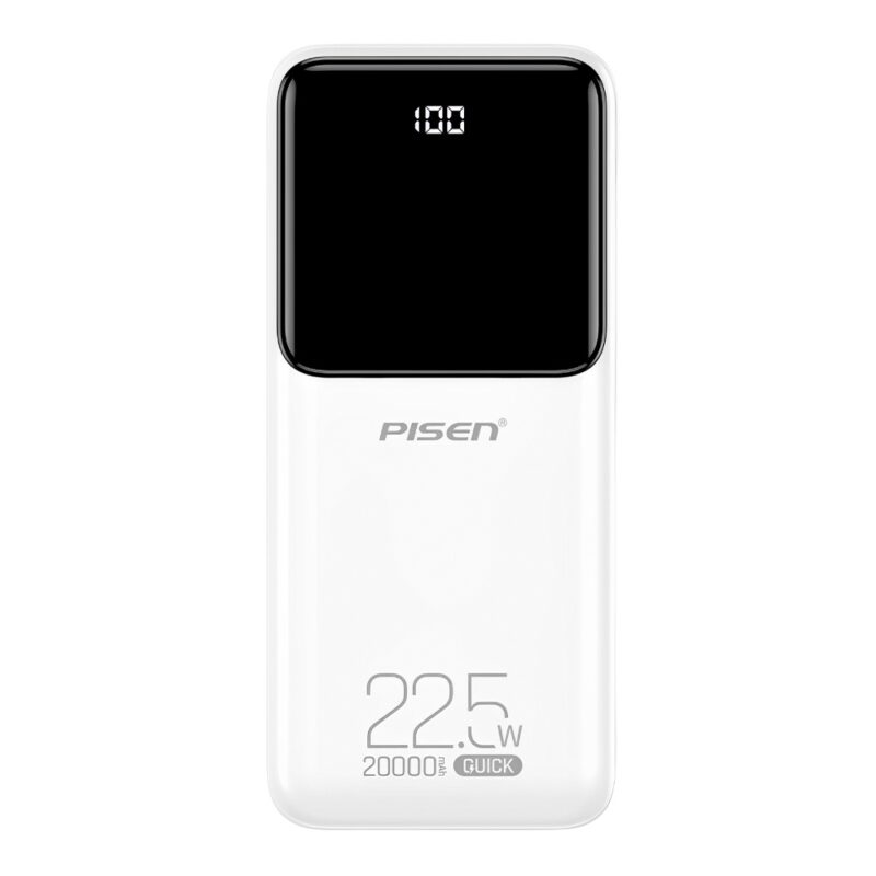 Power Bank 20000mAh Pisen Usb C/A/V8 Máx. 22.5W Branca