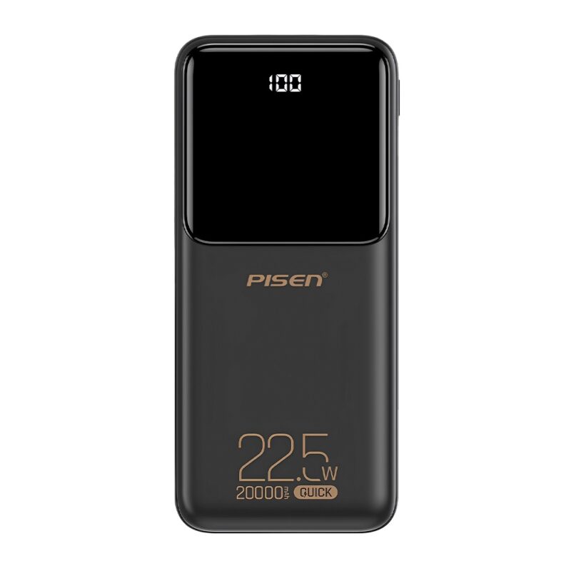 Power Bank 20000mAh Pisen Usb C/A/V8 Máx. 22.5W Preta