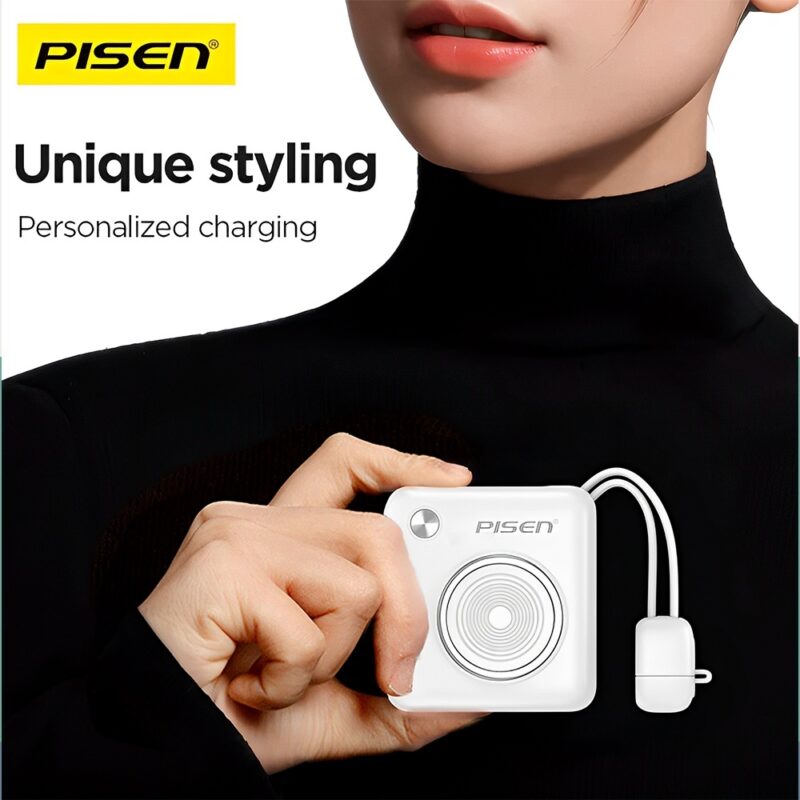 Power Bank 10000mAh Pisen Cabo Usb C/Ios 22.5W Branca