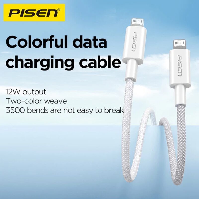 Cabo Usb A/Lightning Pisen Macho/Macho 480Mbs 1M Cinza