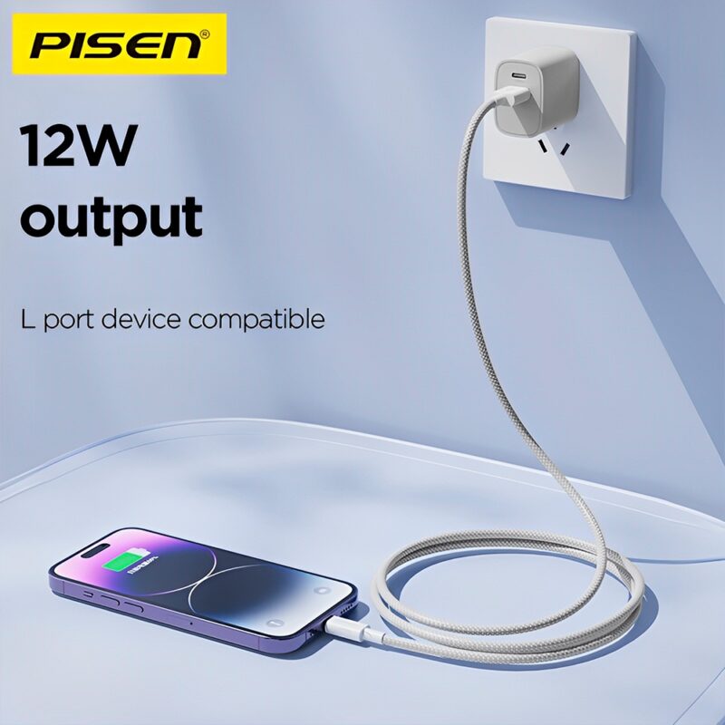 Cabo USB A/Lightning Pisen Macho/Macho 480Mbs 2M Cinza