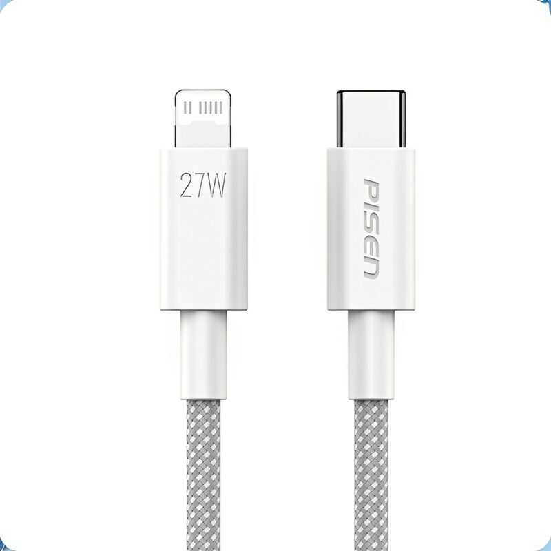 Cabo USB C/Lightning Pisen 3A Macho/Macho 1 Metros Cinza