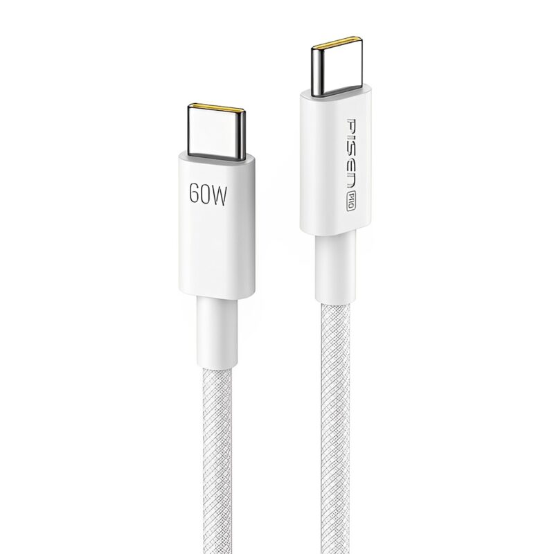 Cabo Usb C Pisen Macho/Macho 5A Máx. 60W 1 Metro Cinza