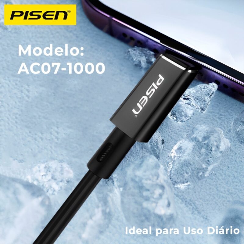 Cabo Usb A para Usb C Pisen Macho/Macho 1 Metro Preto