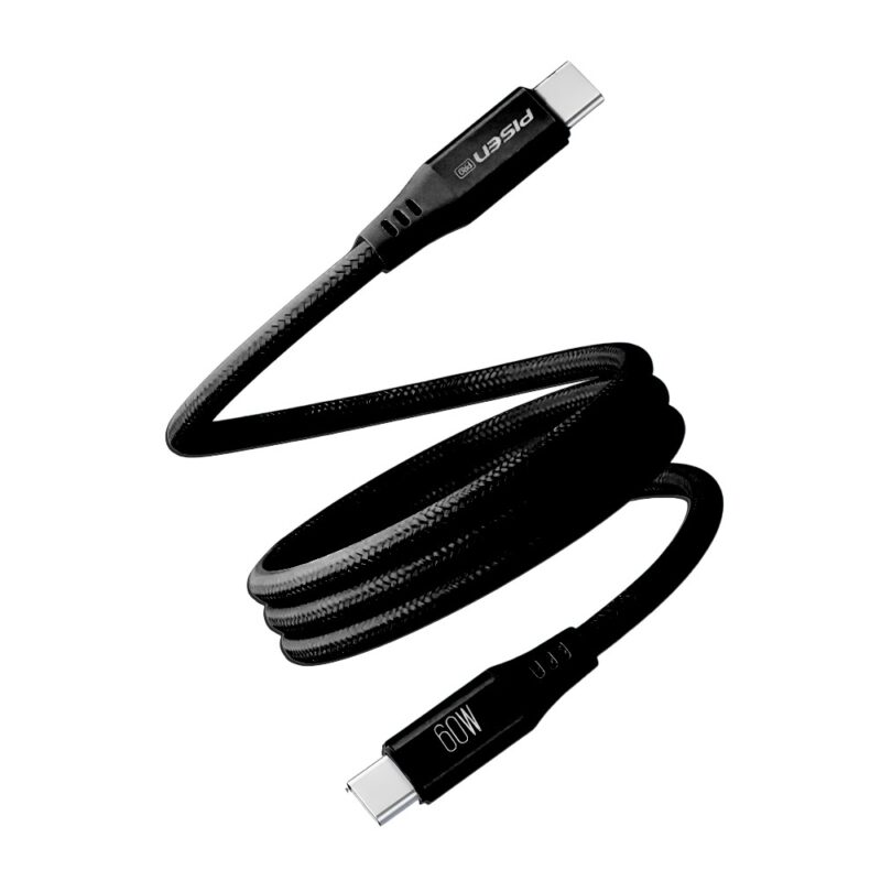 Cabo Usb C Pisen Dados 480Mbs Macho/Macho 1Metro Preto