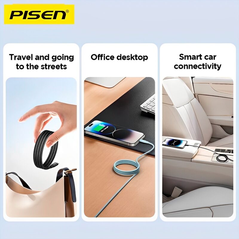 Cabo Usb C Pisen Dados 480Mbs Macho/Macho 1Metro Preto