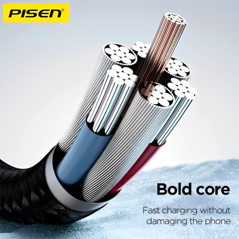 Cabo Usb C pra Lightning Pisen Macho/Macho 1 Metro Preto