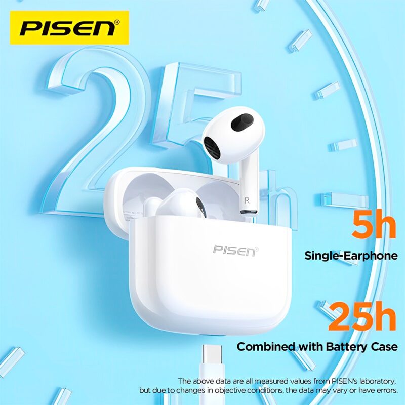 Fone de Ouvido Sem Fio Pisen P1 Tws Bluetooth 5.3 Branco
