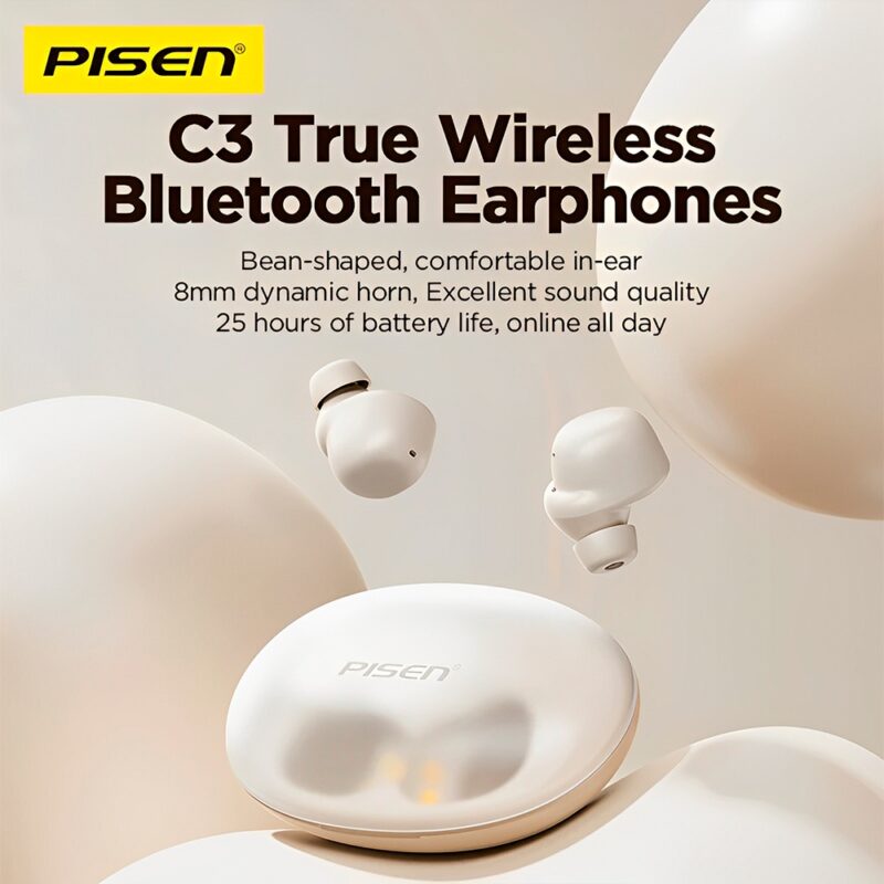 Fone de Ouvido Sem Fio Pisen C3 Bluetooth 5.3 Branco