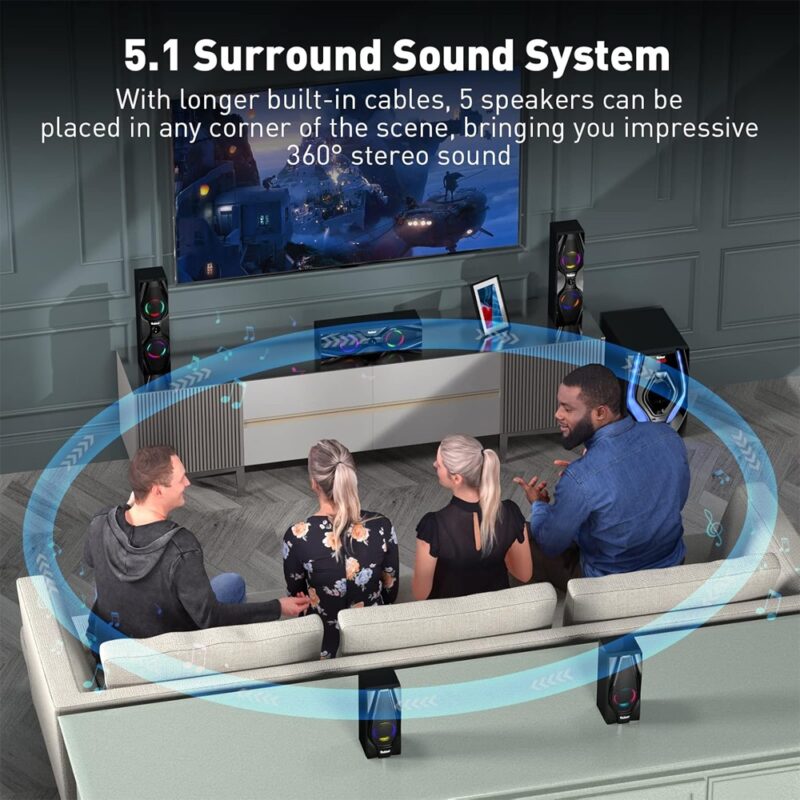 Sistema de Som Surround Bobtot 5.1 Home Theater Preto