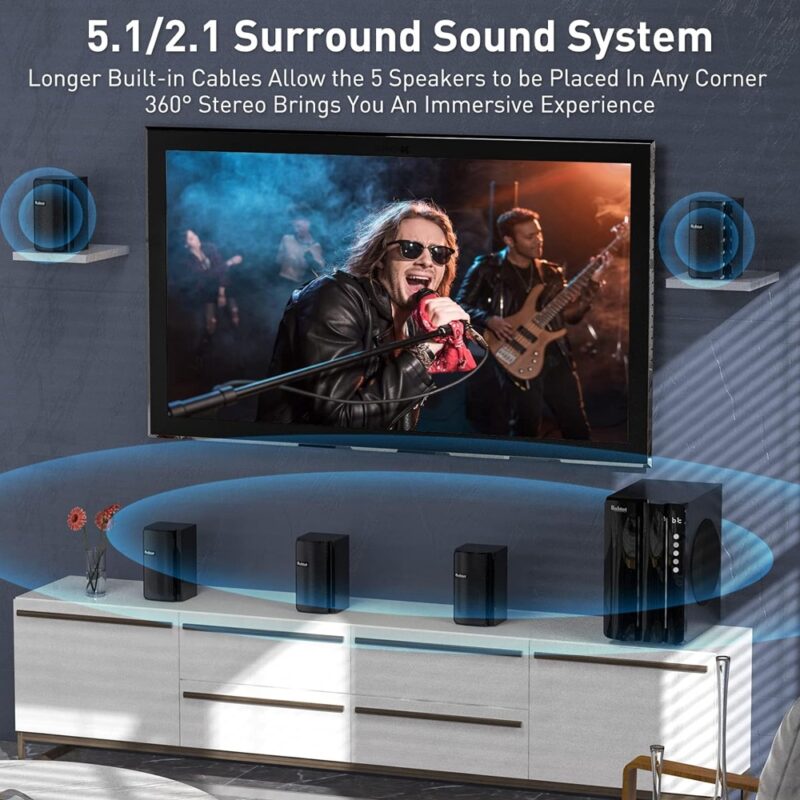 Sistema de Som Surround Bobtot 5.1 Home Theater Preto