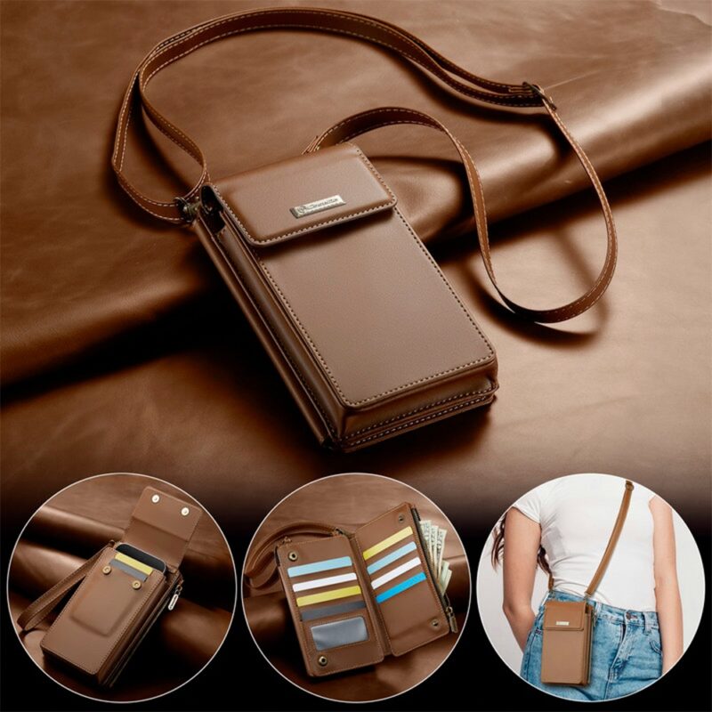 Mini Bolsa Transversal Feminina CaseMe p/Celular Marrom