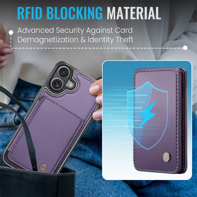 Capa Tipo Carteira Jeehood iPhone 16 de 6.1 pol. Púrpura