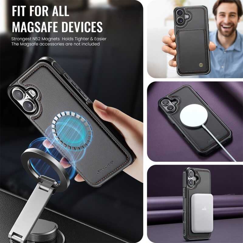 Capa Tipo Carteira Jeehood iPhone 16 Plus 6,7" pol Preta