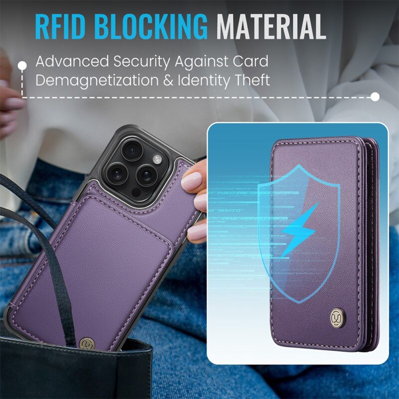 Capa Tipo Carteira Jeehood iPhone 16 Pro 6,3 pol Púrpura