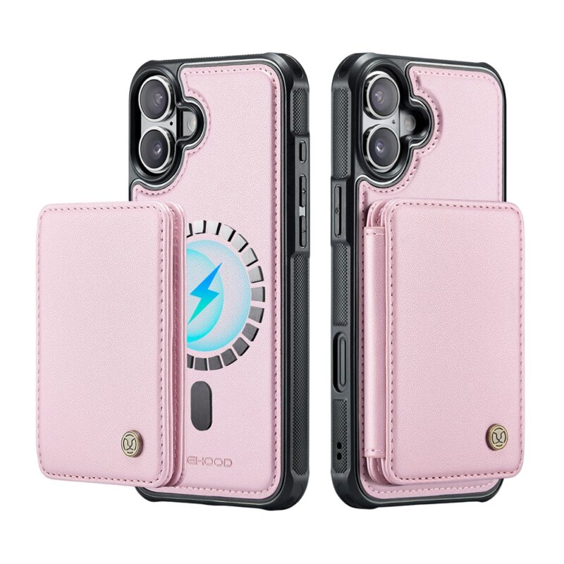 Capa Tipo Carteira Jeehood iPhone 16 de 6.1 pol. Rosa