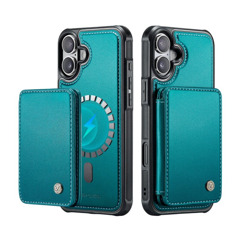 Capa Tipo Carteira Jeehood iPhone 16 6.1" Verde Azulado
