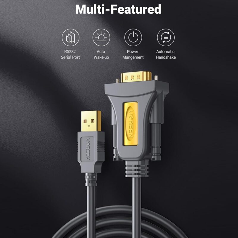 Cabo Usb para DB9 RS-232 Ugreen Macho/Macho 1Metro Preto