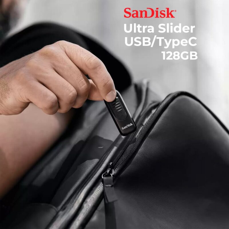 Pen Drive Sandisk 128gb Usb C 3.2 Ultra Slider Preto