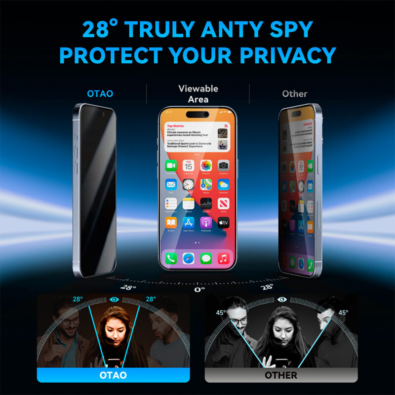 Película de Vidro 2.5D Iphone 16/15 Otao 28 Privacy 2Psc
