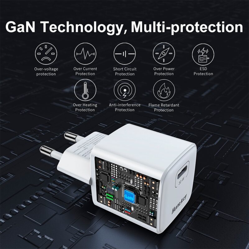 Carregador Usb C Huntkey G30 Pro Gan Máx. 30W Branco