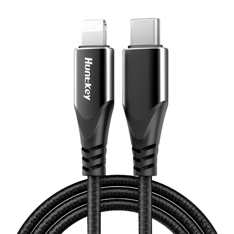 Cabo Usb C para Lightning Huntkey Macho/Macho 1.5M Preto