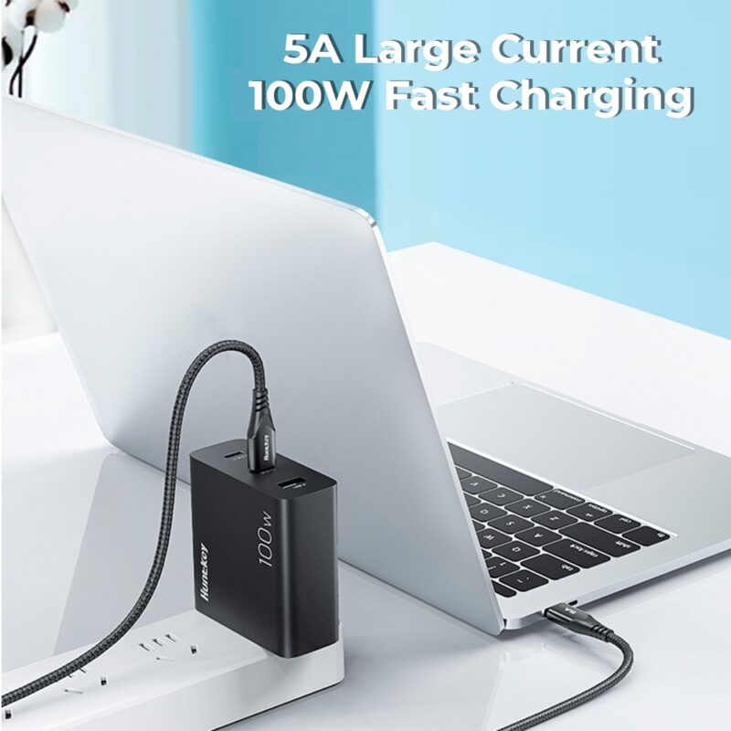 Cabo Usb C Huntkey Máx.5A Macho/Macho 2 Metros Preto