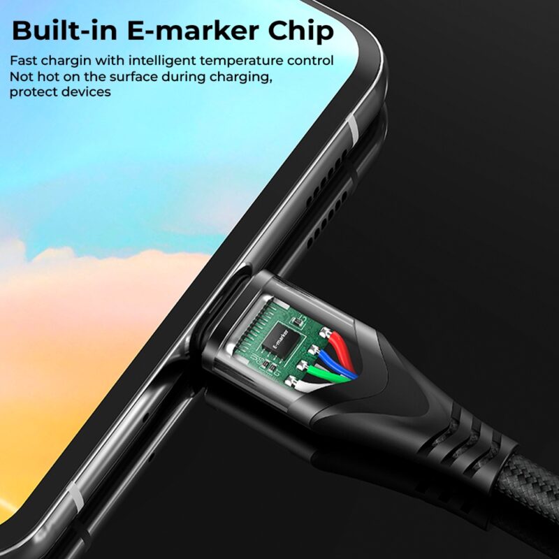 Cabo Usb C Huntkey Máx.5A Macho/Macho 2 Metros Preto