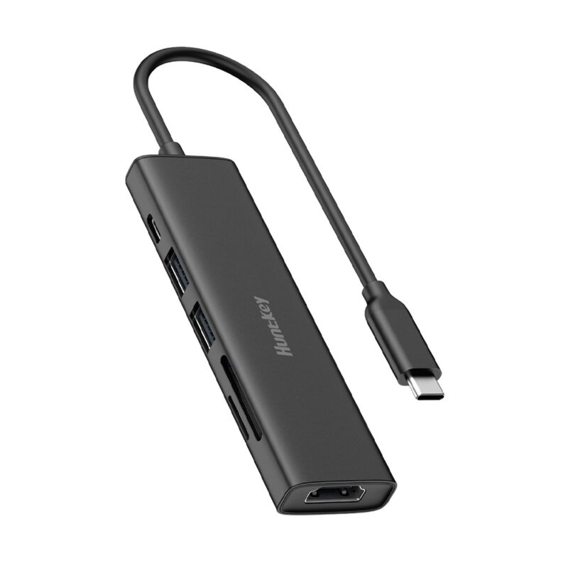 Hub Usb C Huntkey 6 in 1 Pd 100W Hdmi4k/60Hz Preto
