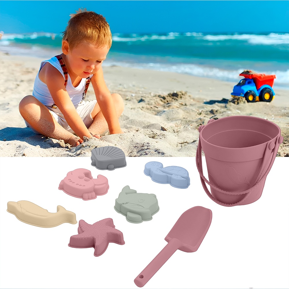 Baldinho Brinquedo Praia Silicone Life NT-7 Criança Rosa