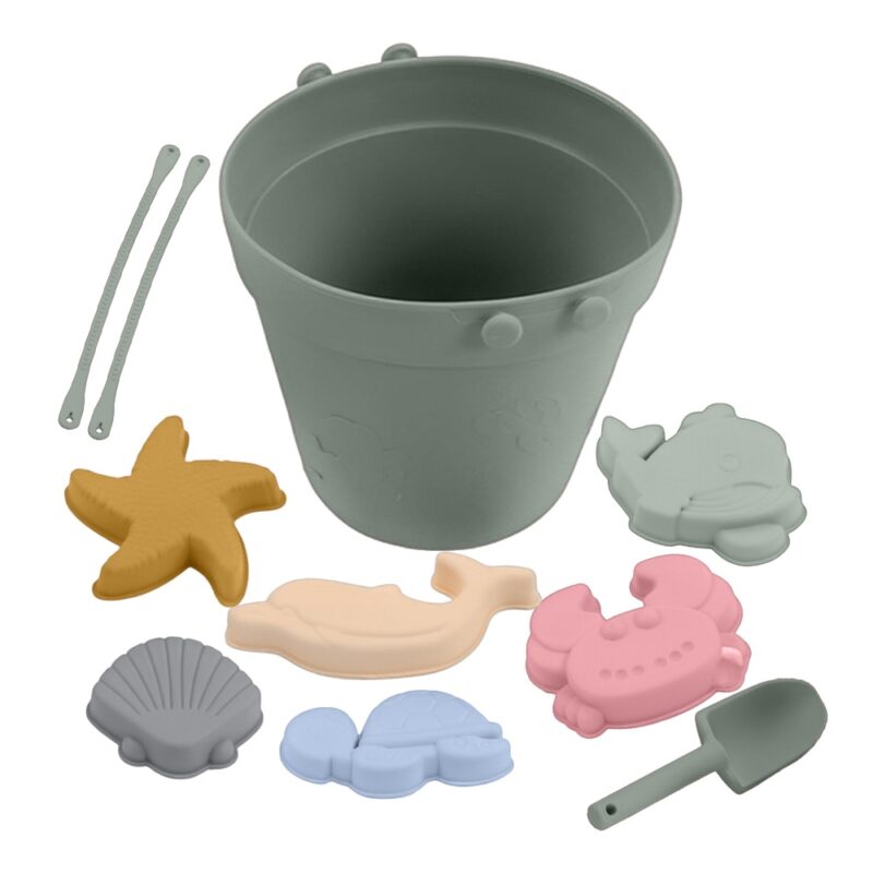 Baldinho Brinquedo Praia Silicone Life NT7 Criança Verde