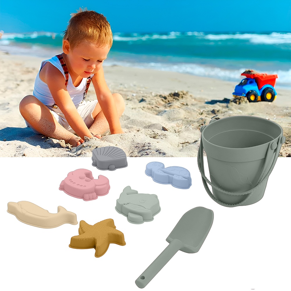 Baldinho Brinquedo Praia Silicone Life NT7 Criança Verde