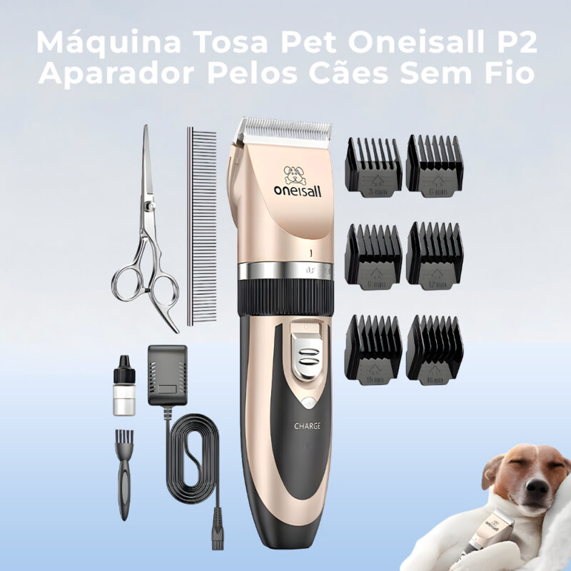 Máquina Tosa Pet Oneisall P2 Aparador Pelos Cães Sem Fio