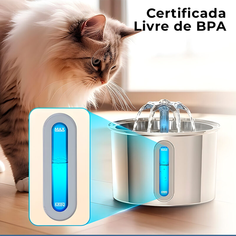 Fonte/Bebedouro Oneisall 2L Aço Inoxidável p/Cães Gatos