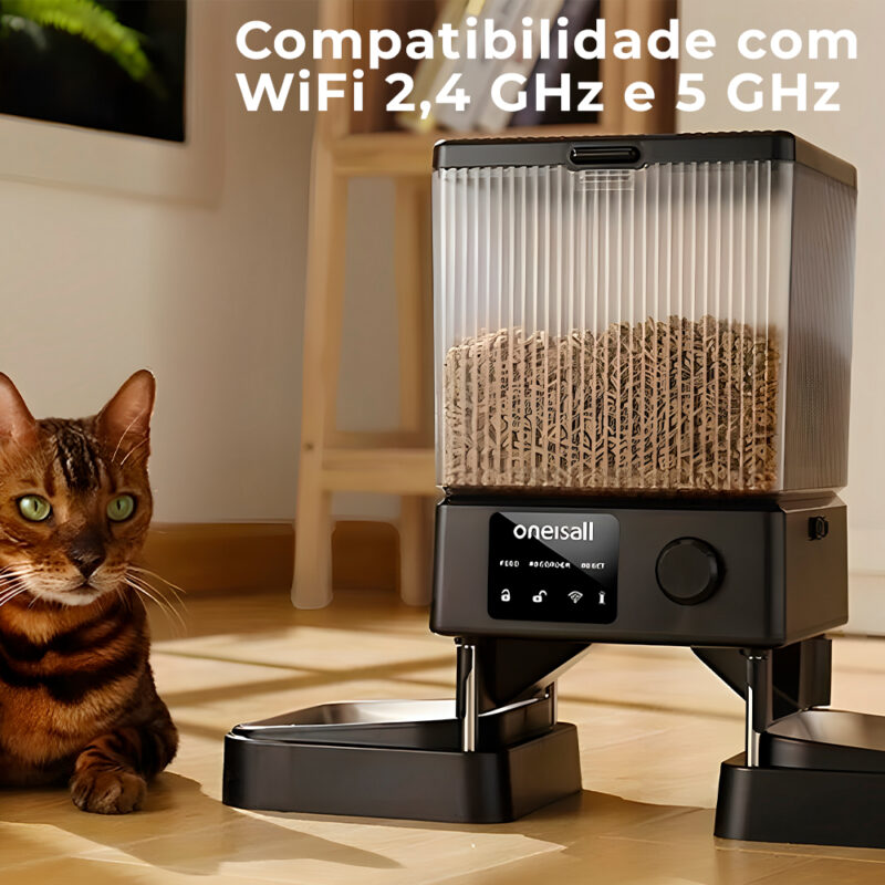 Alimentador Automático Duplo Ração Oneisall 5L Para Pets