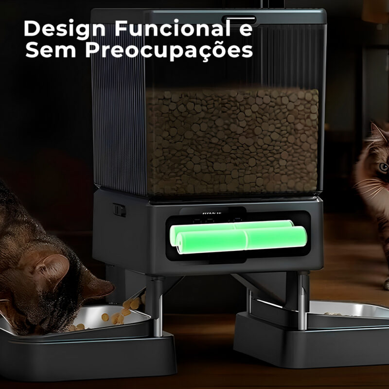 Alimentador Automático Duplo Ração Oneisall 5L Para Pets