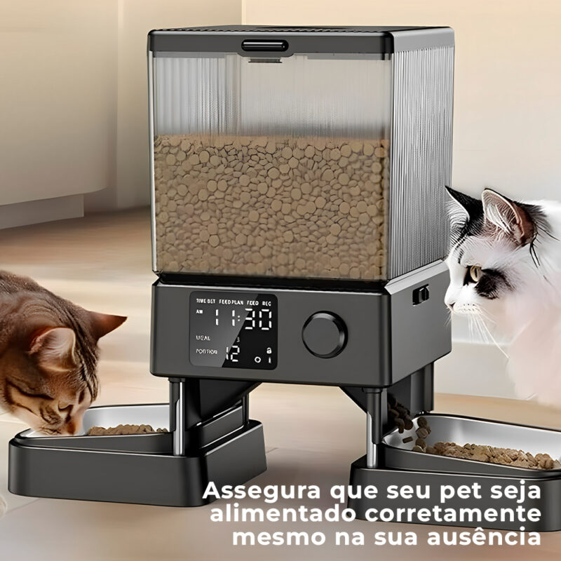 Alimentador Automático Duplo Ração Oneisall 5L Para Pets