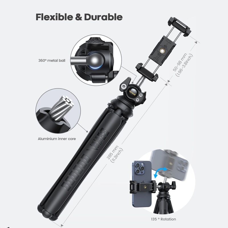 Tripé Flexivel Lamicall 3in1 Celular/Câmera/GoPro Preto
