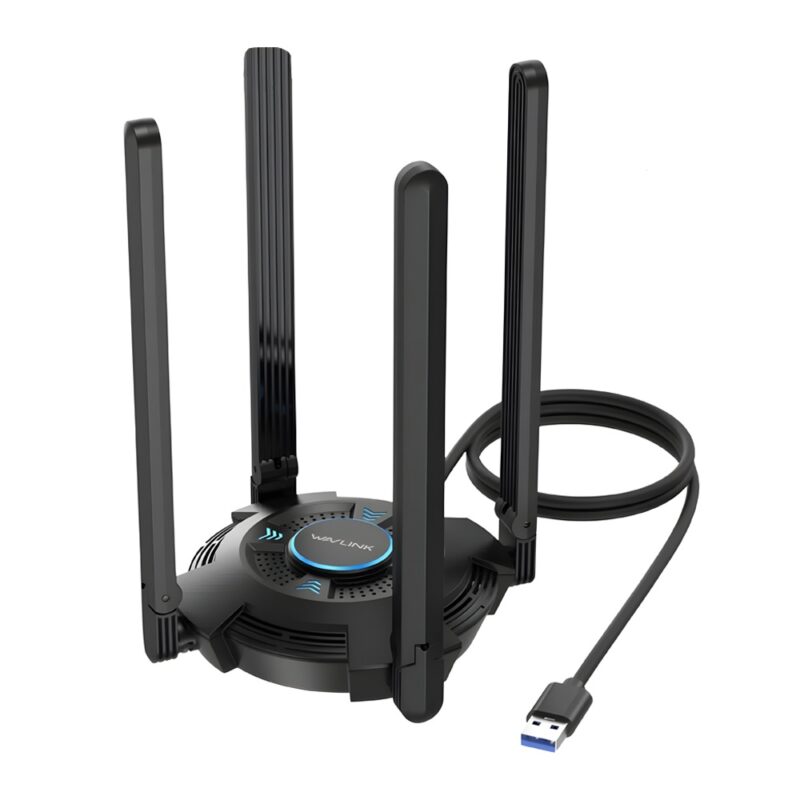 Adaptador WiFi Usb Wavlink AX5400Mbps Tri-band Pc Preto