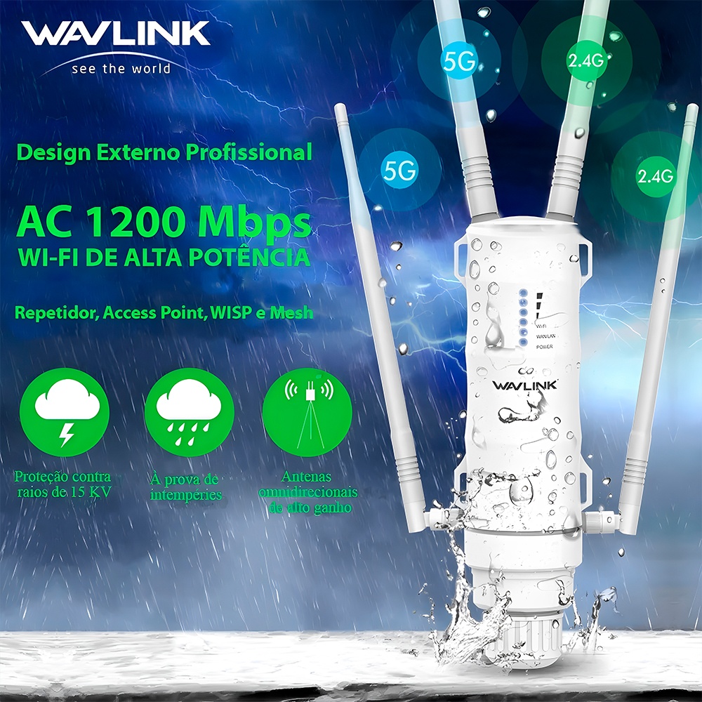 Roteador Wi-Fi 5 Wavlink AC1200 Mesh Dual-Band Externo