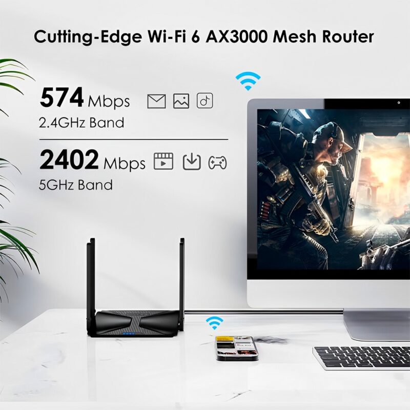 Roteador Wi-Fi 6 Wavlink AX3000 Dual-Band 4 Antena Preto