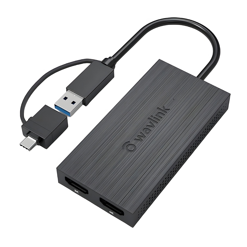 Adaptador Hdmi Wavlink Usb A/C pra HDMI Duplo 4k30 Preto