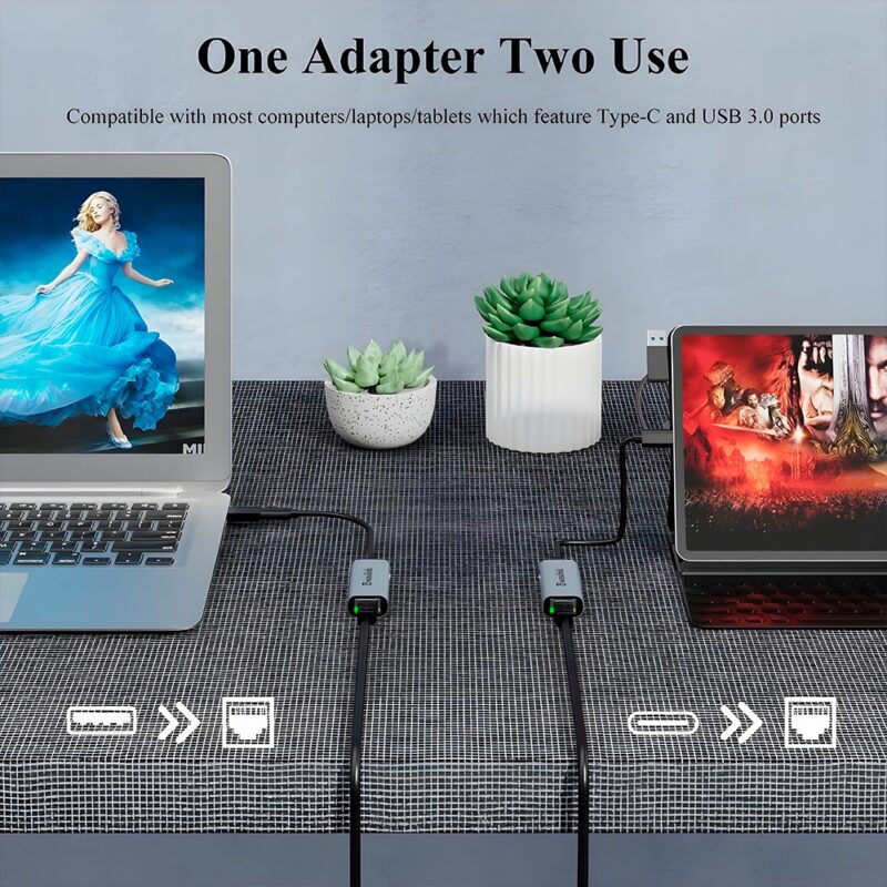 Adaptador de Rede Wavlink Usb A/C pra Rj45 2.5Gbps Preto
