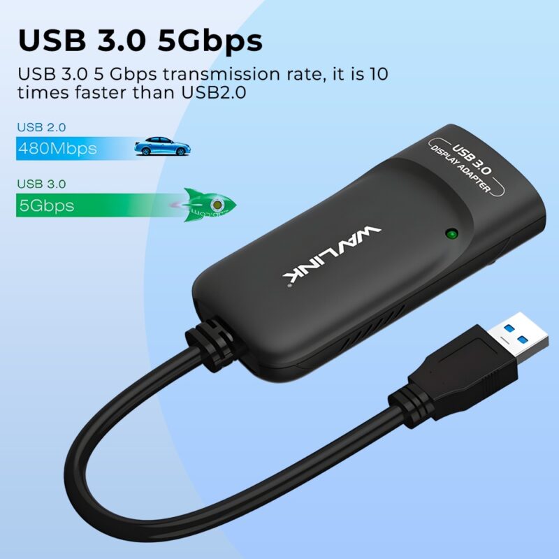 Adaptador de Vídeo Wavlink Usb 3.0 para HDMI 2K Preto