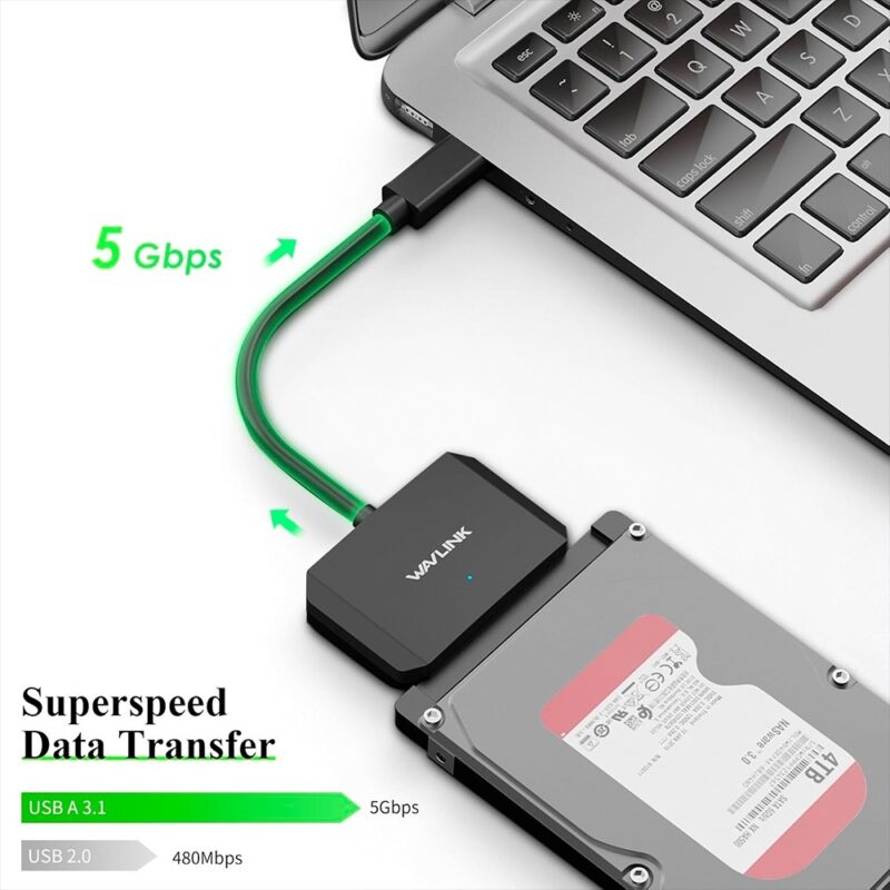 Cabo Disco Rígido Externo Wavlink Sata para Usb A Preto