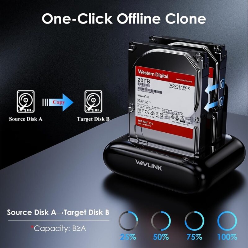 Estação Encaixe Wavlink Dual Slot p/Disco Rígido Preto