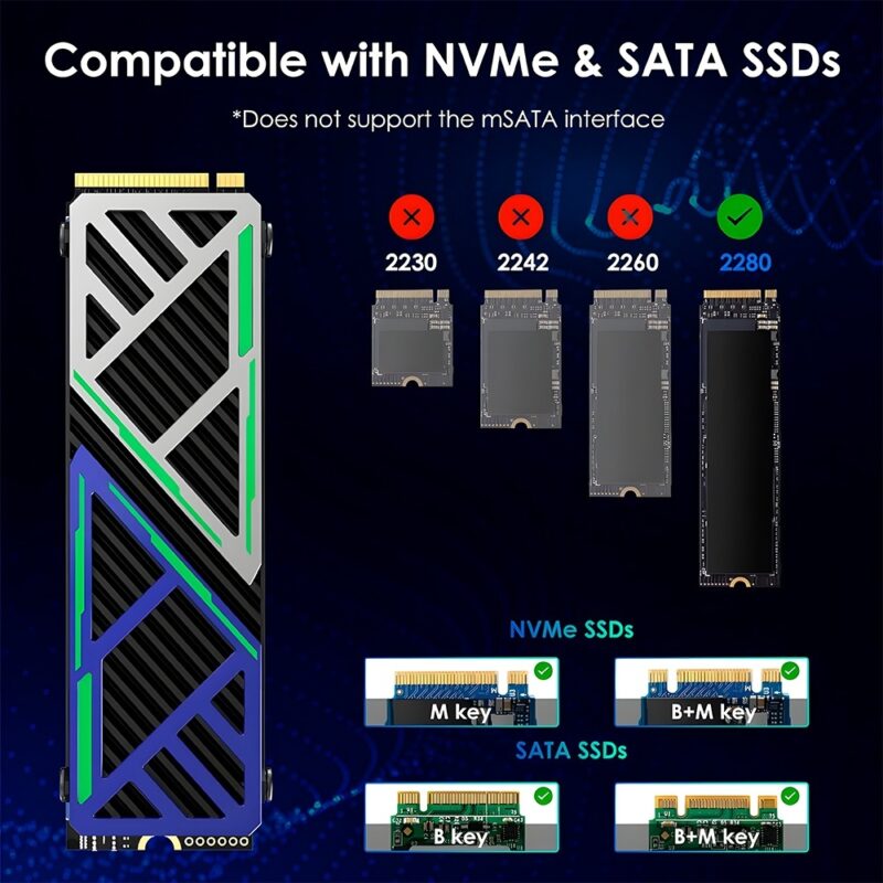 Dissipador Calor Wavlink p/Ssd M.2 NVMe 2280 NVMe/Sata