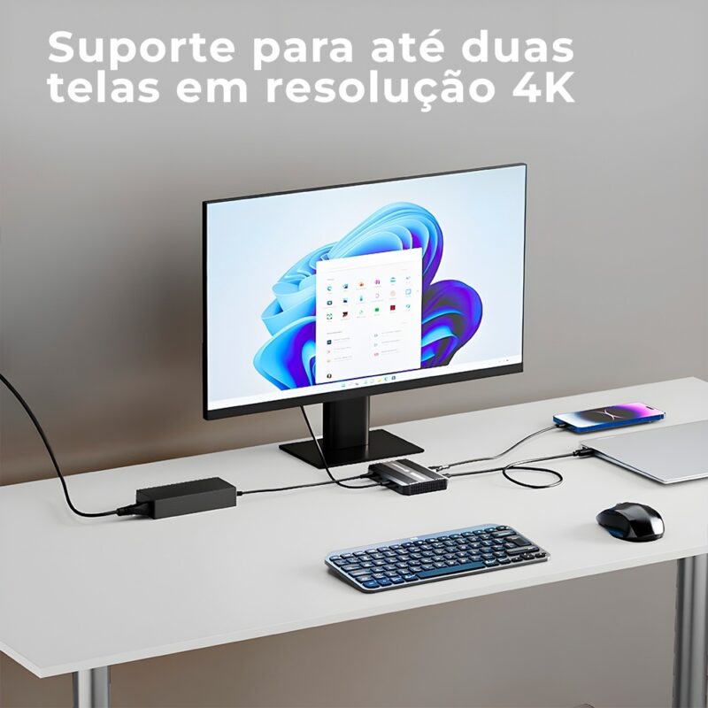 Hub Dock Wavlink Thunderbolt4 4K60Hz PD 100W USB-A Preto