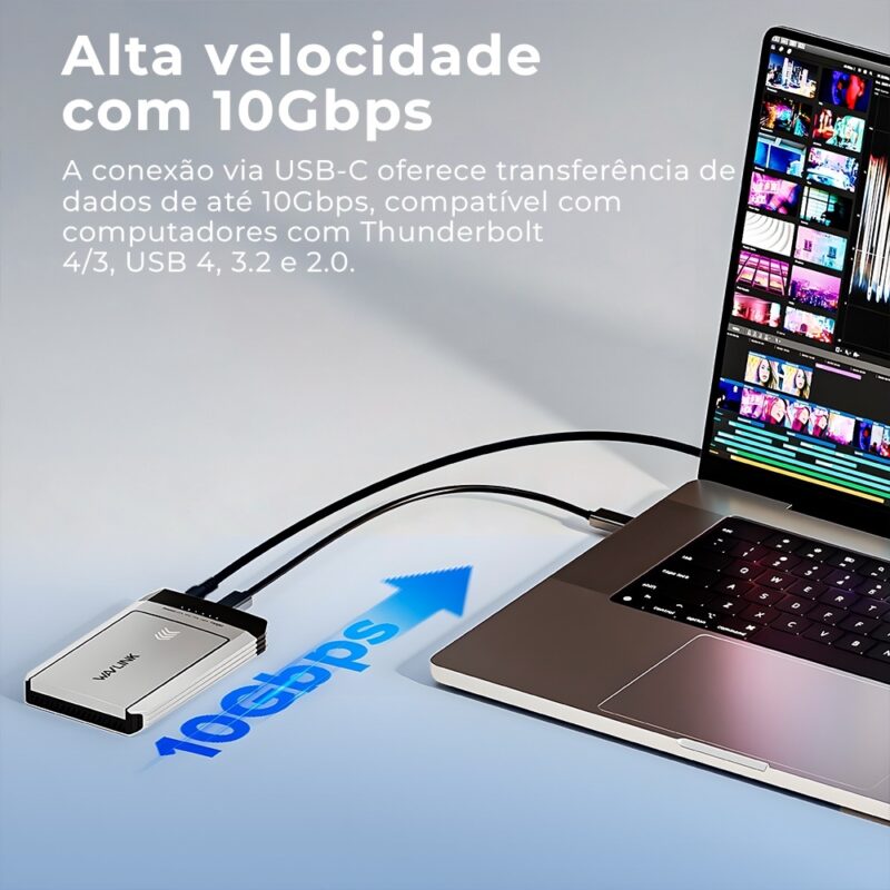 Case Gabinete Externo Wavlink Duo para Ssd M.2 Sata/Nvme